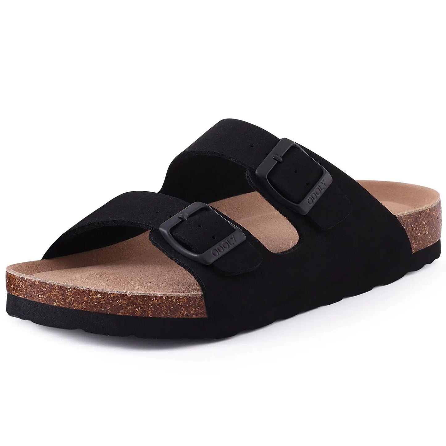 Unisex Suede Mule Clogs with Adjustable Strap – Lightweight Cork Footbed Sandals for Casual and Outdoor Wear