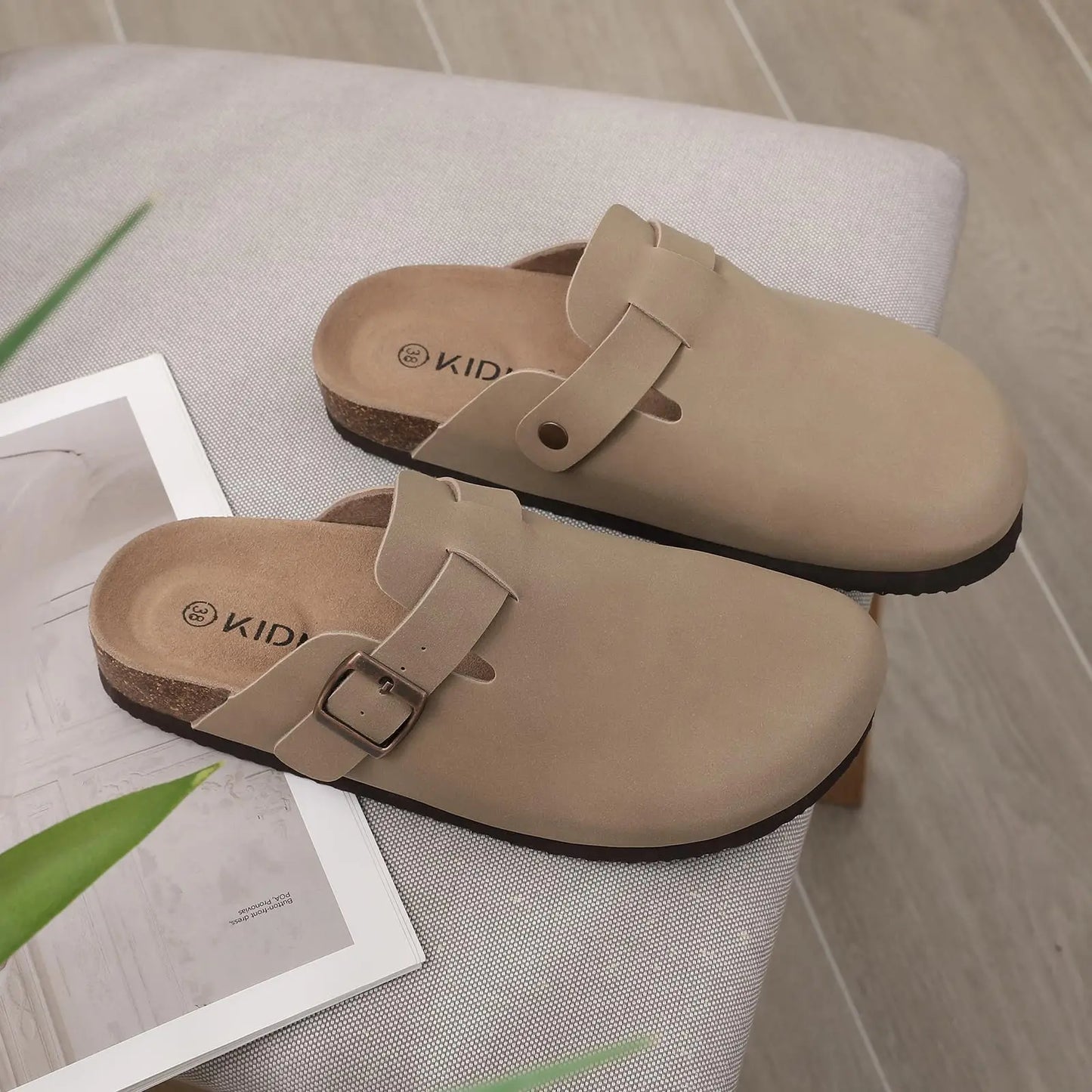 Comwarm Unisex Suede Mules with Cork Footbed – Arch Support Clogs for Outdoor & Home Wear