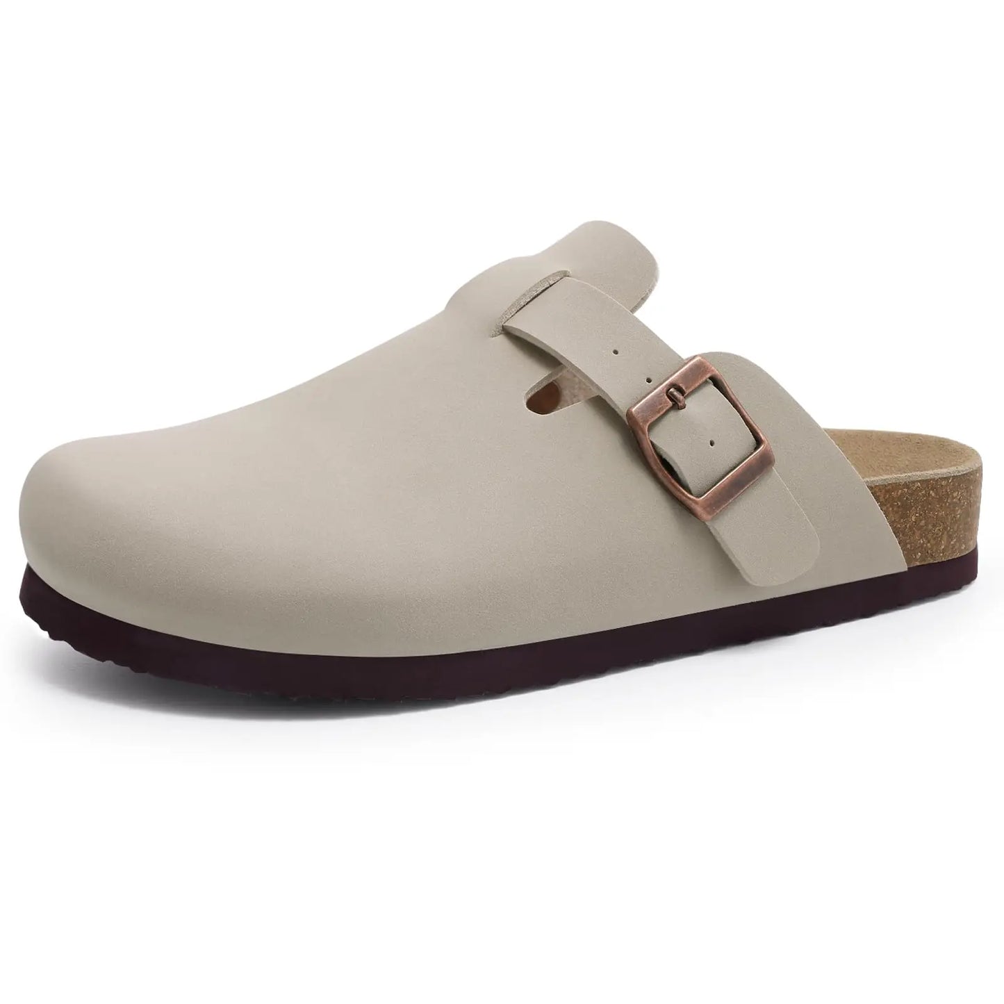 Comwarm Unisex Suede Mules with Cork Footbed – Arch Support Clogs for Outdoor & Home Wear