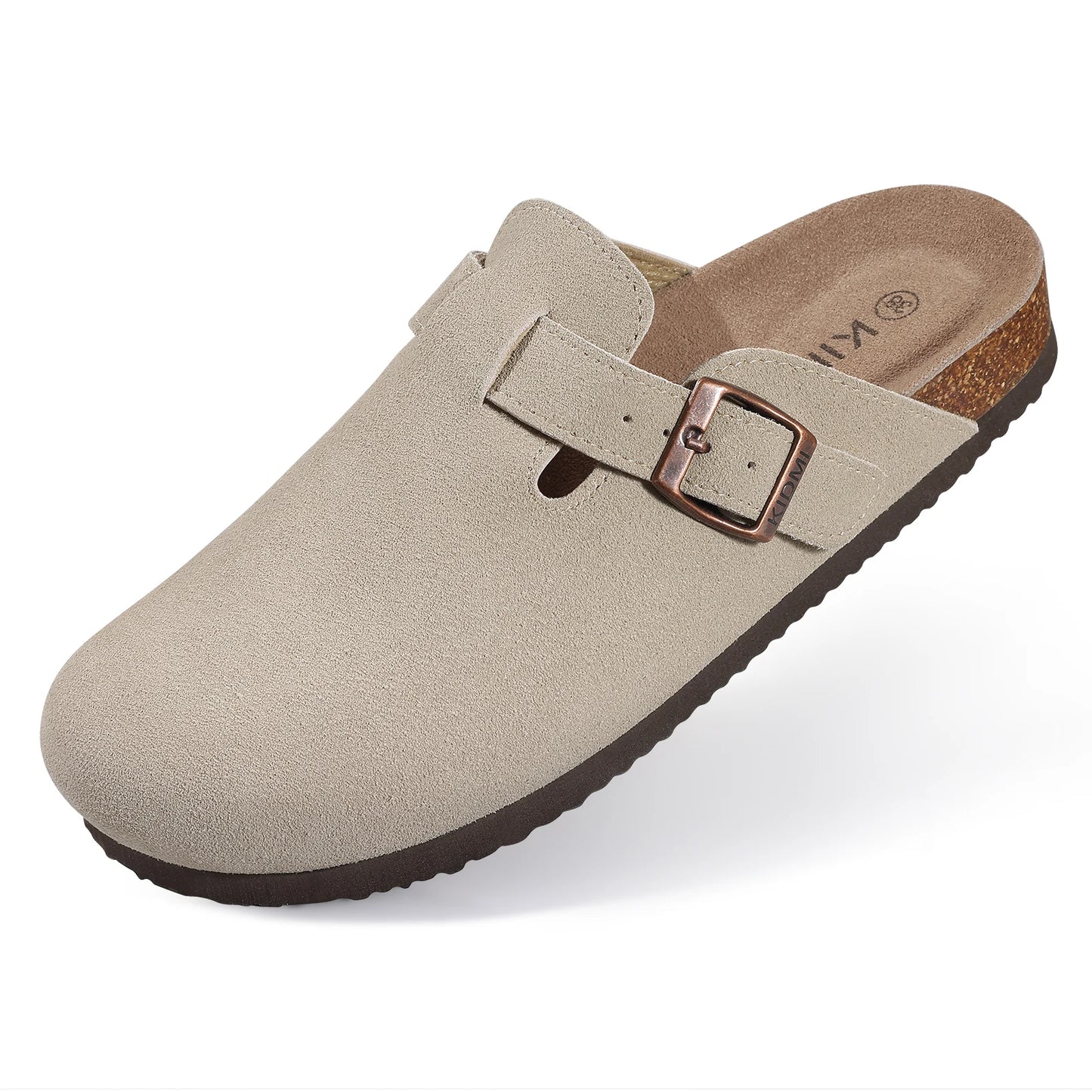 Comwarm Unisex Suede Mules with Cork Footbed – Arch Support Clogs for Outdoor & Home Wear