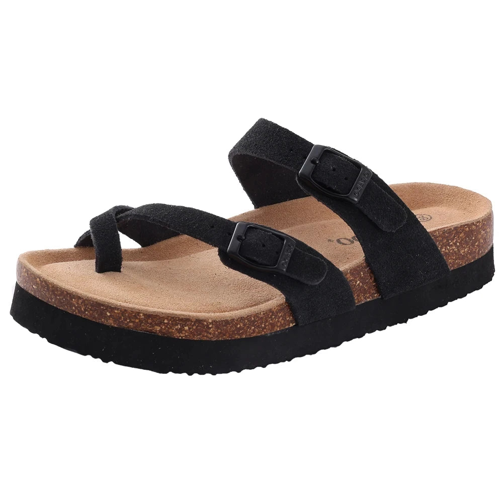 Unisex Suede Mule Clogs with Adjustable Strap – Lightweight Cork Footbed Sandals for Casual and Outdoor Wear