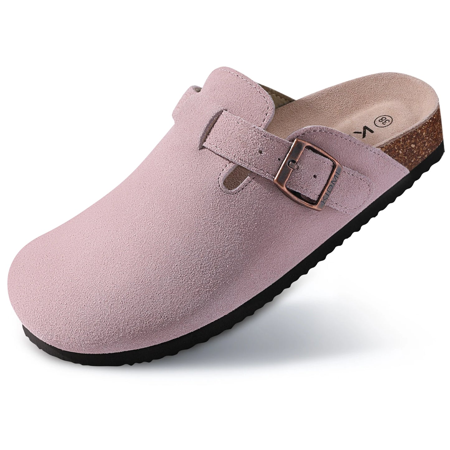 Comwarm Unisex Suede Mules with Cork Footbed – Arch Support Clogs for Outdoor & Home Wear