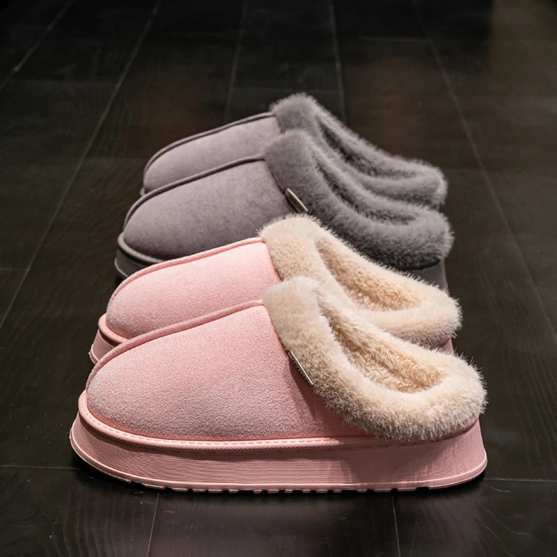 Fluffy Winter Slippers – Warm Fleece Lining & Anti-Skid Sole, Indoor Home Shoes for Him & Her