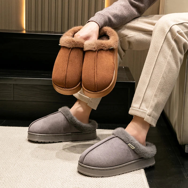 Fluffy Winter Slippers – Warm Fleece Lining & Anti-Skid Sole, Indoor Home Shoes for Him & Her
