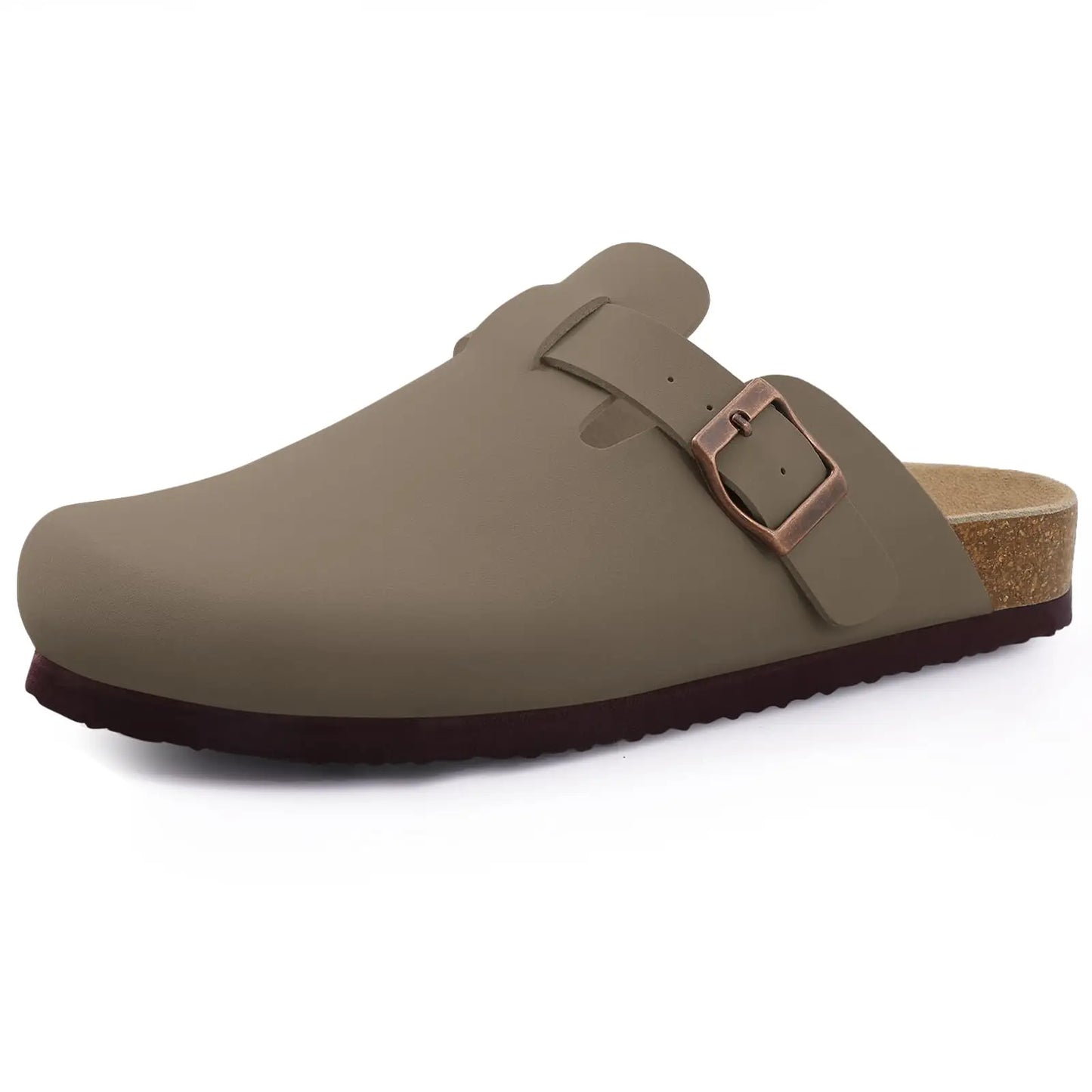 Comwarm Unisex Suede Mules with Cork Footbed – Arch Support Clogs for Outdoor & Home Wear