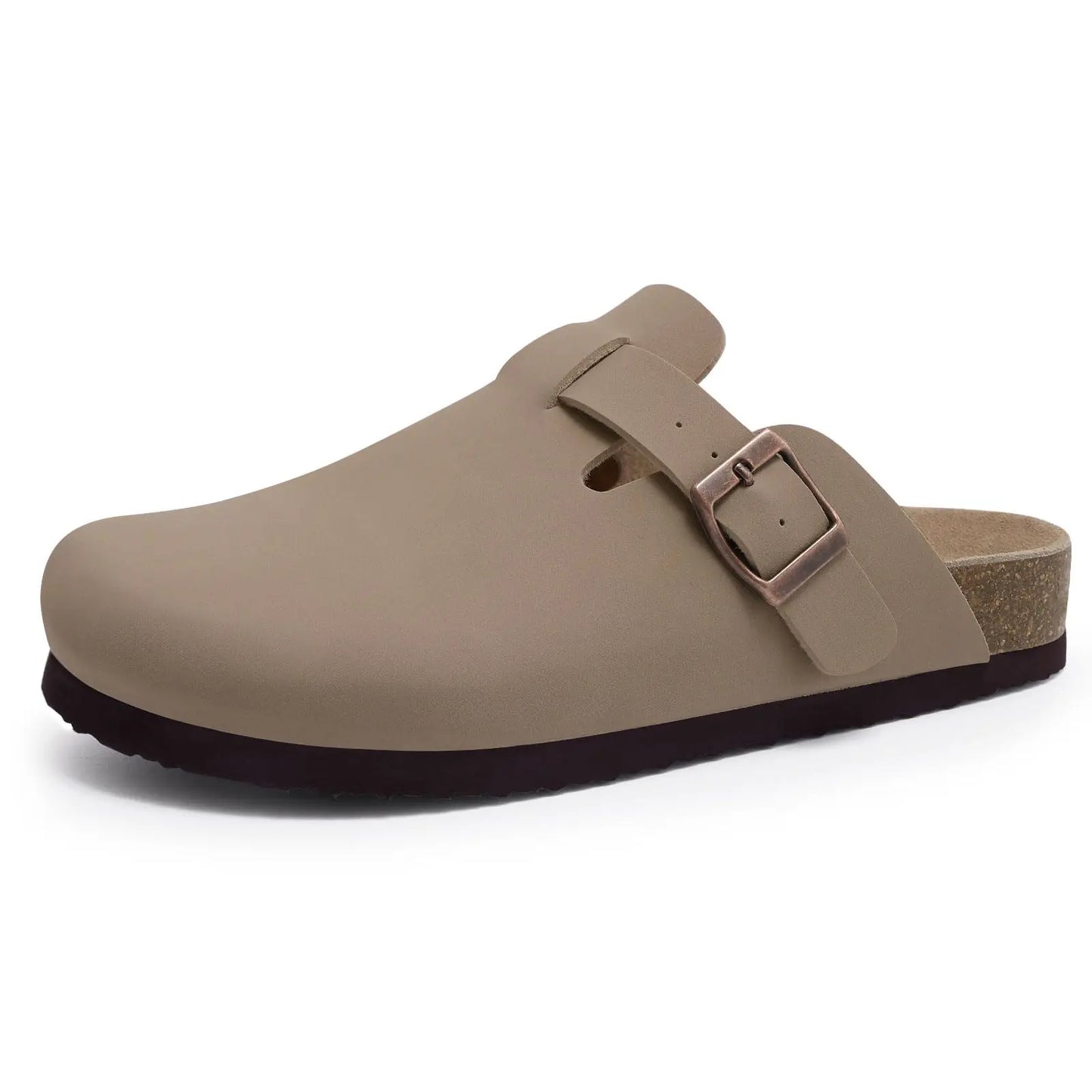 Comwarm Unisex Suede Mules with Cork Footbed – Arch Support Clogs for Outdoor & Home Wear